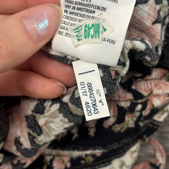 American Eagle‎ Shorts Floral Pink Black M Paperbag Waist Wide Leg Boho Fairy - Picture 5 of 11